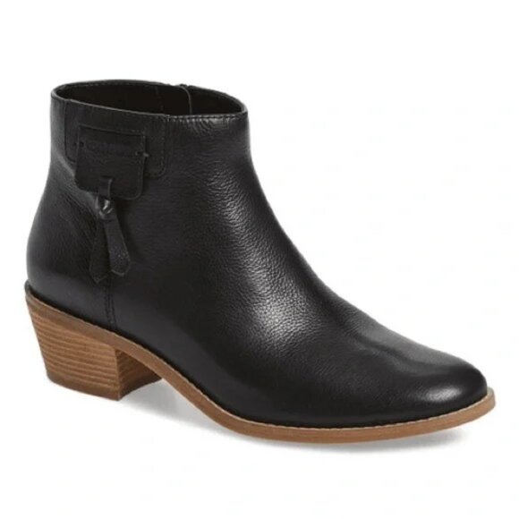 Cole Haan Joanna Bootie – Black Tumbled Leather Zip, Women's Size 9B, Like New - Picture 1 of 13